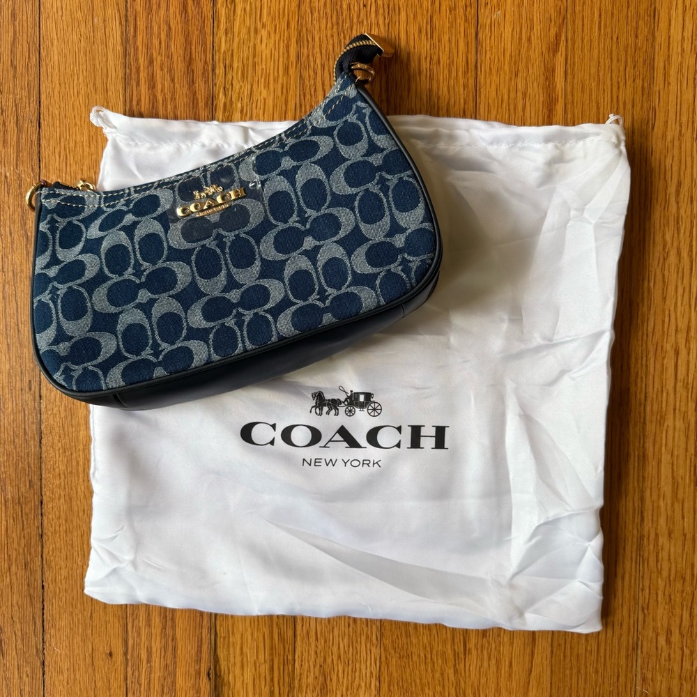 Coach Teri Signature Denim Shoulder Bag with Crossbody Strap
